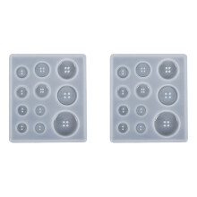 2X DIY Silicone Mold Resin Button Handmade Resin Mold with Hole Pendant Button Clay Epoxy Pendant for Keychain Supplies