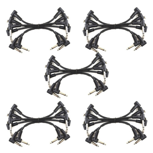 30 x Electric Guitar Cables 6 Inch 1/4 Right Angle Effect Pedal Patch Cord Black