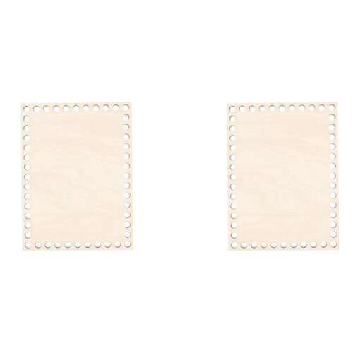2 Unidades Fundo de Cesta de Madeira Natural de 7,8 x 5,9 Polegadas, Base de Madeira de Cesta de Crochê em Branco Retangular para Suprimentos de