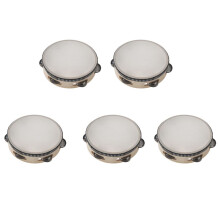 5pcs 6 Inches Early Education Teaching Aids Hand Tambourine Children Percussion Tambourine Dance Hand Drum with 4 Bells