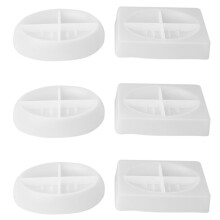 6PCS Silicone Soap Dish Resin Mold Oval/Square Drain Soap Box Epoxy Resin Casting Mould Home Organizer