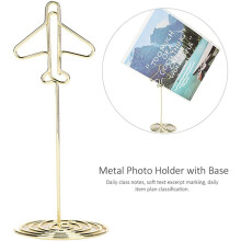 20Pcs Memo Clip Holder, Table Number Name Card Holder Desktop Metal Business Card Photo Gold Plane Frame with Base