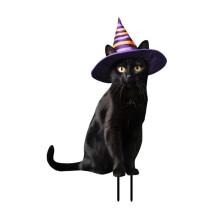 4 Pezzi Decorazioni di Halloween per Esterni Simpatico Gatto Cartello da Giardino con Zucca Decorazione In Metallo per Gatto per Cortile Giardino