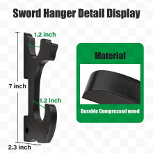 3X Sword Wall Mount 2/Set 1-Tier Padded Hook Katana Holder Adjustable Display Hanger for Samurai Sword Tanto,2-Tier