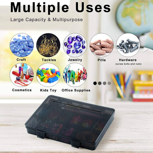 4x Plastic Stackable Organizer Container with Adjustable Dividers, Plastic Box with 18 Removable Grids Compartments 1