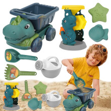 Set di Giocattoli da Spiaggia per Bambini Con Dinosauro e Camion, Giochi di Sabbia in Plastica per Esterno