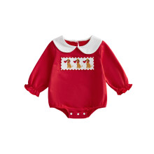 (6-12 Months, Red) Φόρμα Ημέρας Αγίου κέντημα σκύλου