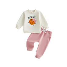 (2-3 Years, Pink) Set van 2 broeken voor kleine meisjes: top met lange mouwen, rounde hals, strik en borduurwerk, broek met trekkoord.