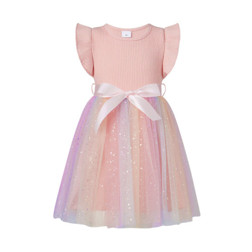 (9-12 Months, Pink) Φόρεμα νήπια με και ζώνη.