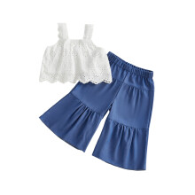 (12-18 Months, Blue) 2-delige zomeroutfit voor elastische taille.