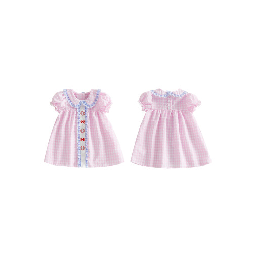 (6-12 Months, Pink) Μοντέρνα καρό φορέματα και φυσαλίδες. 1