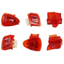 6 Stuks voor GY6 50cc 125cc 150cc ATV Bromfiets Scooter Motorfiets Koplampen Licht Claxon Dimmer Draai Enkele Schakelaar Knop Rood