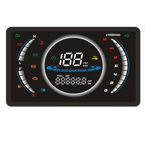 12V Universal Adjustable LED Digital Motorcycle Speedometer RPM Dashboard with Temperature Gear