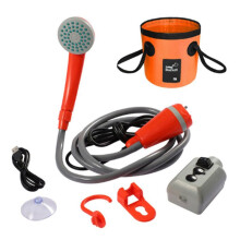 Portable Camping Shower Outdoor Camping Shower Pump Rechargeable Shower Outdoor Camping Equipment Orange & Gray