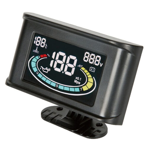 Auto-Gemodificeerde LCD 3-in-1 Watertemperatuurmeter, Oliedrukmeter, Voltmeter, 10 mm Watertemperatuursensor + NPT1/8 Oliedruksensor