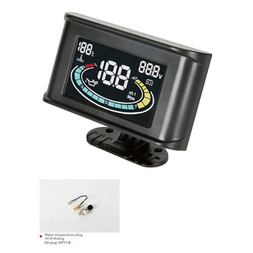 Auto-Gemodificeerde LCD 3-in-1 Watertemperatuurmeter, Oliedrukmeter, Voltmeter, 10 mm Watertemperatuursensor + NPT1/8 Oliedruksensor 1