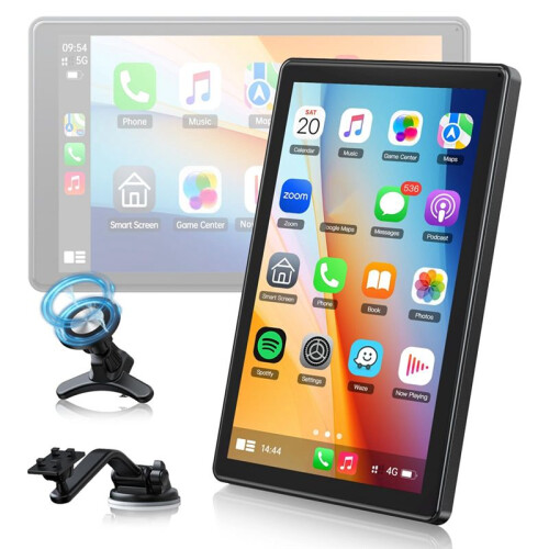 Tela Carplay Sem Fio de 8 Polegadas para Carro, Rádio Portátil Android Auto, Tela Horizontal e Vertical, Navegação 1