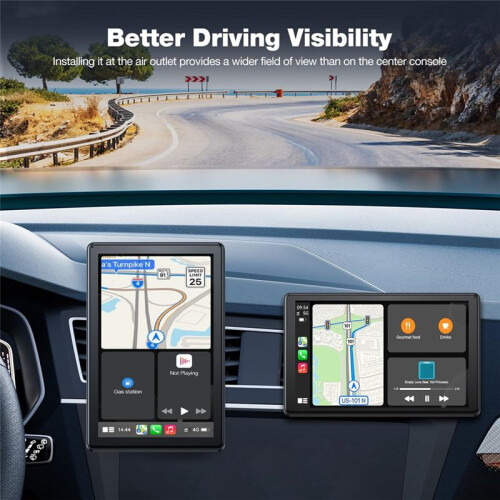 Tela Carplay Sem Fio de 8 Polegadas para Carro, Rádio Portátil Android Auto, Tela Horizontal e Vertical, Navegação 2