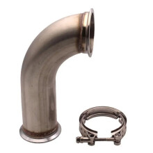 3-Inch 90 Degree V-Band Clamp Pipe with 6" Short Leg for Universal Downpipe Applications