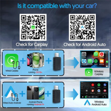 WIFI 6, Neue Version, Kabelgebundener CarPlay-Adapter, 2-in-1, CarPlay + Android Auto mit USB-A und USB-C, Plug-And-