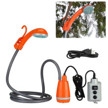 Portable Camping Shower Outdoor Camping Shower Pump Rechargeable Shower Outdoor Camping Equipment Orange & Gray