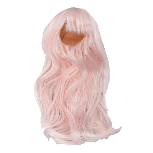 Long Curly Soft Silk Doll Wig for 35-39cm Head, Light Pink 1