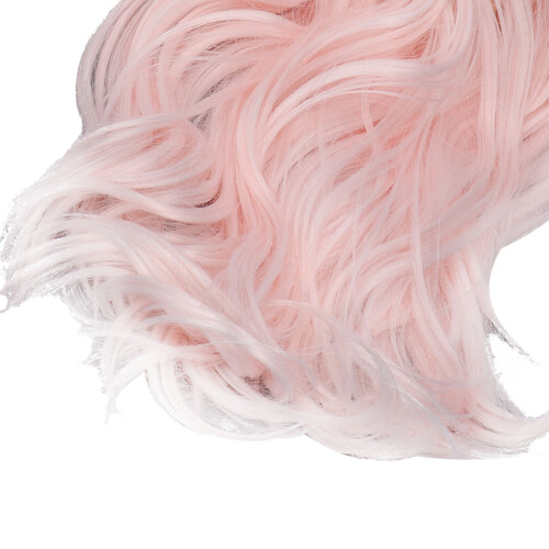 Long Curly Soft Silk Doll Wig for 35-39cm Head, Light Pink 2