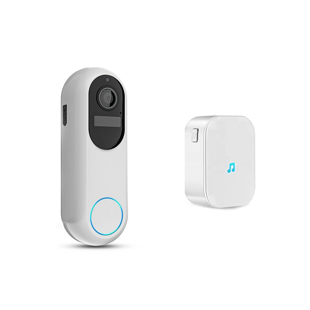 1080P Wireless Video Doorbell Camera Wireless Video Doorbell With Chime Two-Way Talk Night Vision White 4713418391917