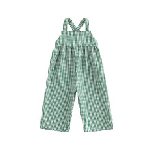 (3-4 Years, Green) Toddler Baby Plaid Overalls Square Neck Sleeveless Pants Jumpsuit Casual Summer Spring Clothes
