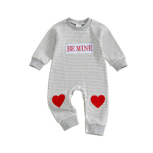 (0-3 Months, Gray) Ριγέ μόδα Αγίου μακριά μανίκια