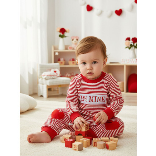 (12-18 Months, Red) Ριγέ μόδα Αγίου μακριά μανίκια 2