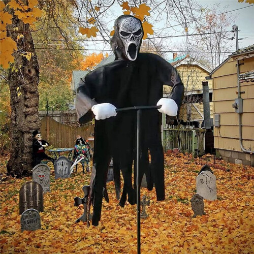 Garden Ghostface Halloween Decor Outside Hanging Scary  Decorations Courtyard Bird Repeller 2
