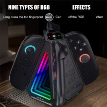 New 4-in-1 Charging Dock for 2 Controllers - Charger Stand Station Left/Right Handles Black