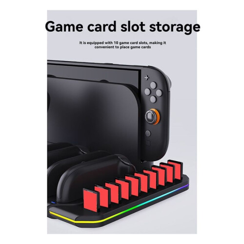 For  2 Cooling & Charging Stand with Fan 10 Game Card Slots Light Effects Multi-Functional Gaming Accessory 1