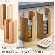 2 Pack Mason Jar Lid Organizer Bamboo Vertical Storage Holder Mason Jar Accessories for Home Kitchen Organization