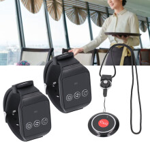 Sistema di chiamata wireless per ristoranti, 2 ricevitori Watch & 1 pulsante, IPX7