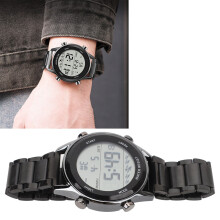 Orologio digitale da uomo, impermeabile fino a 50 metri, LED con luce notturna, cinturino da 4,8 cm, stile elegante