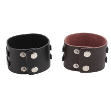 2 pièces de manchette en cuir PU punk, 23,5 cm x 5 cm, noir/marron