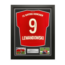 Robert Lewandowski Signed Bayern Munich 2019-20 Home Football Shirt. Standard Frame
