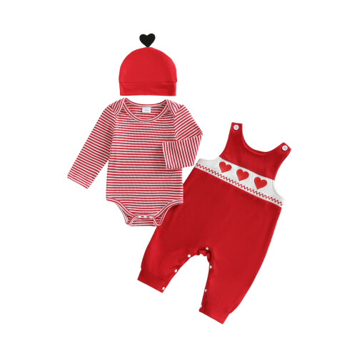 (9-12 Months, Red) Ensemble Saint-Valentin bébé de cœurs.