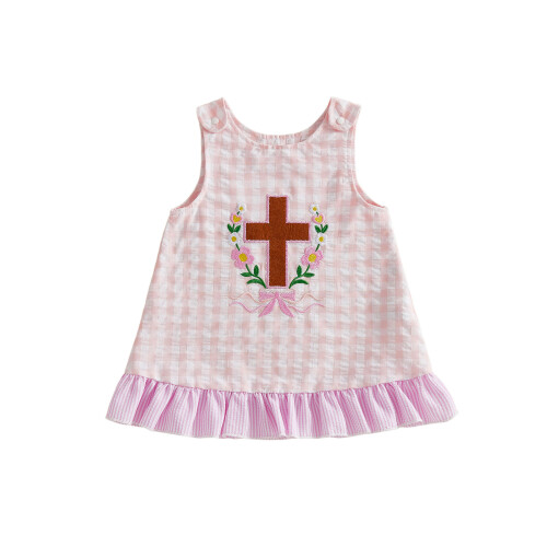 (3-4 Years, Pink) Πασχαλινό φόρεμα κορίτσι γραμμή Α.