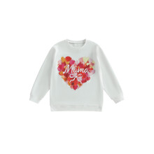 (S, White) Shodné outfity pro maminky a mě - Valentýnské mikiny s dlouhým rukávem a kulatým výstřihem