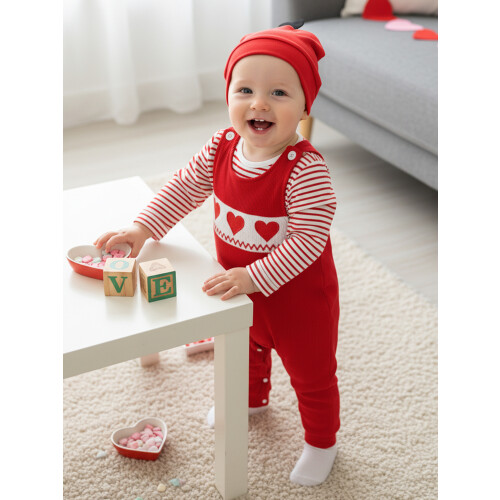 (3-6 Months, Red) Ensemble Saint-Valentin bébé de cœurs. 2