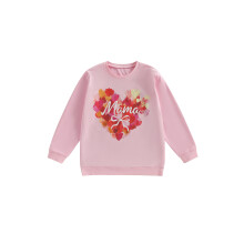 (S, Pink) Shodné outfity pro maminky a mě - Valentýnské mikiny s dlouhým rukávem a kulatým výstřihem