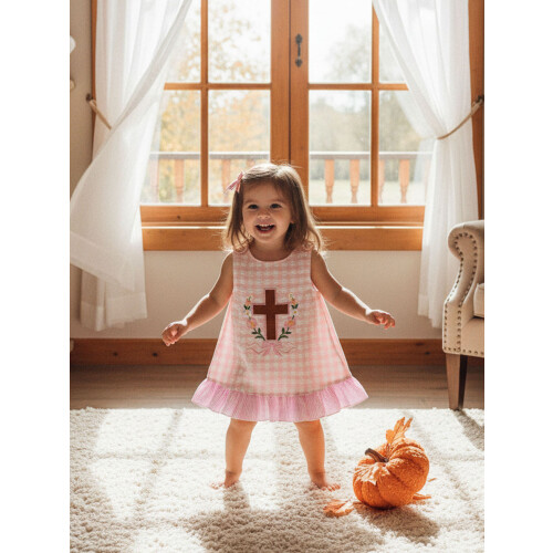 (3-4 Years, Pink) Πασχαλινό φόρεμα κορίτσι γραμμή Α. 2