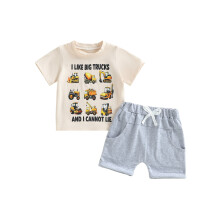 (18-24 Months, Gray) Chlapčenské letné oblečenie 2-dielna súprava.