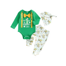 (9-12 Months, Green) Ensemble de vêtements 3 pièces.