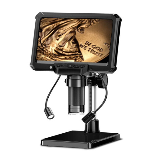 Digital Microscope with 7 Inch IPS Screen Coin Microscope with Lights HD Video Microscope for PCB Repair Plants PC View