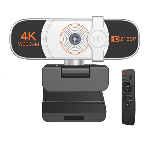 4K Auto Zoom Webcam with Remote Control,Privacy Cover and Microphone,WebCamera for PC/Laptop/Desktop,Video Conferencing