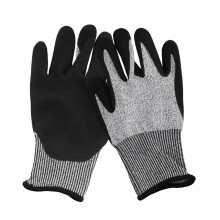 Level 5 Cut Resistant Gloves 3D Comfort Stretch Fit, Durable Power Grip Foam Nitrile, Pass Fda Food Contact,  Touch, Thin Machine Washable, Grey